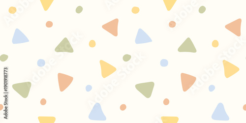 Playful Geometric repeat texture with organic shapes. Cute baby minimal seamless background. Scandinavian mood for nursery decor, textile, wrapping paper, stationery, 