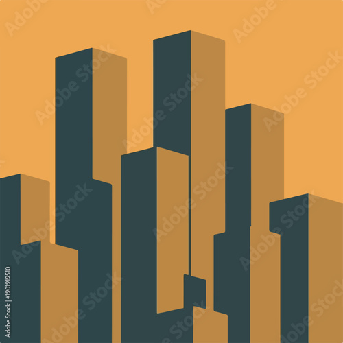 A graphic illustration of a city skyline