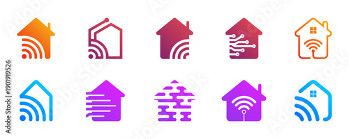Modern Smart Home Logo Set Vector Design