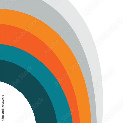 A partial rainbow-colored arc on a white background