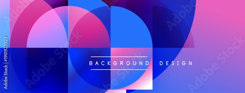 Abstract geometric pattern. Overlapping circles, squares create vibrant gradient effect. Modern design suitable for backgrounds.