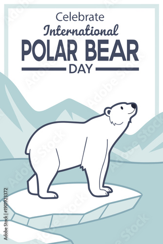 International polar bear day poster in front of iceberg and cold environment