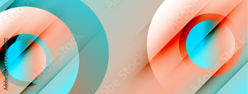 Abstract composition featuring overlapping circles, gradients, soft colors. Modern design, clean lines, minimalist aesthetic.