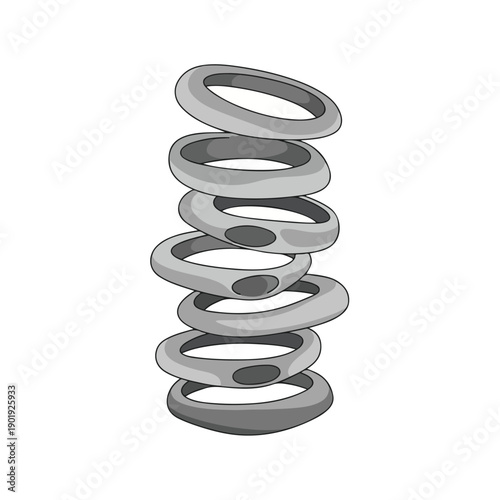A gray metal spring with multiple coils