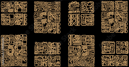 Symbols of the ancient Mayan and Aztec civilizations.