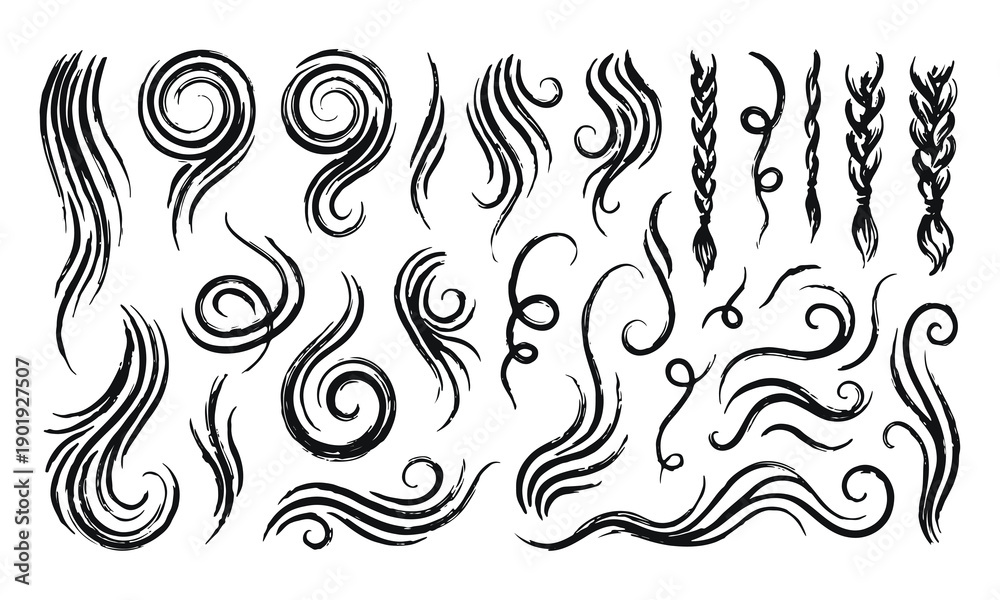 Fototapeta premium Abstract Swirls and Curls Decorative Elements Set
