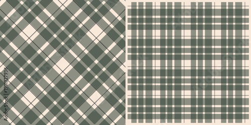 Green and White Rustic Plaid Seamless Fabric Pattern
