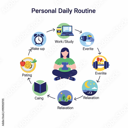 A person meditates in a daily routine cycle