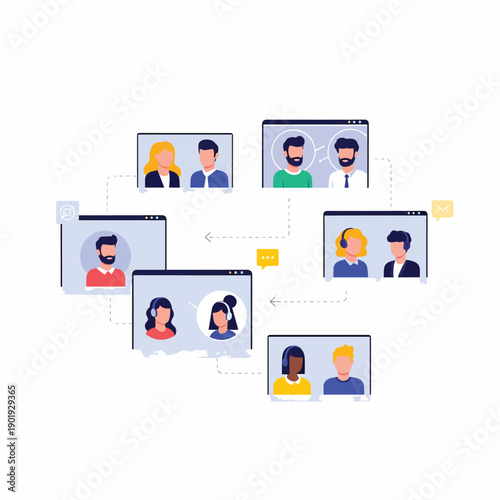 Group of People in Video Conference Call.