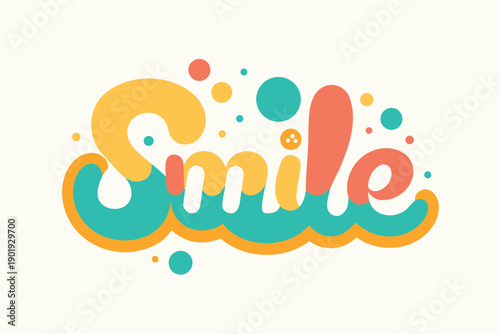 Cheerful flat vector logo with the word smile