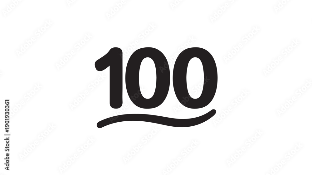 Obraz premium Number 100 in bold black font with underline in simple modern design for anniversary celebration