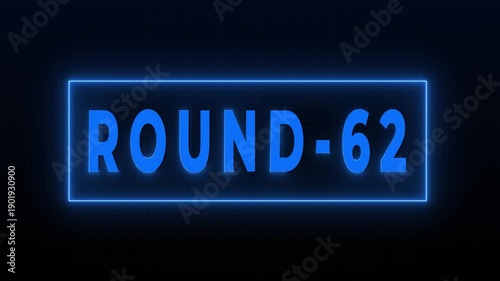 Round 62 Neon Digital Countdown HUD Screen Animation Background 4K