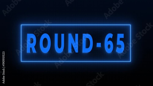 Round 65 Neon Digital Countdown HUD Screen Animation Background 4K