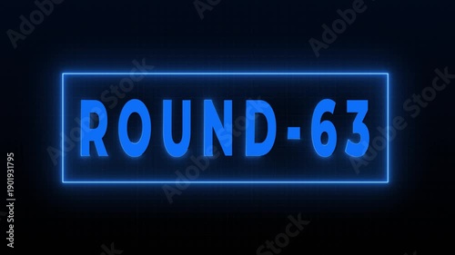 Round 63 Neon Digital Countdown HUD Screen Animation Background 4K