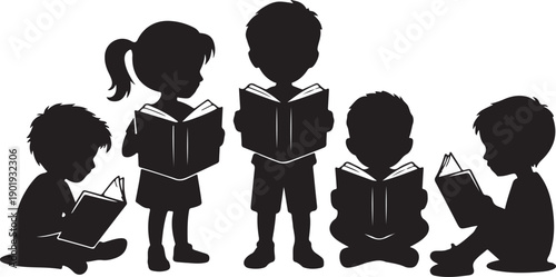 children reading books in different positions