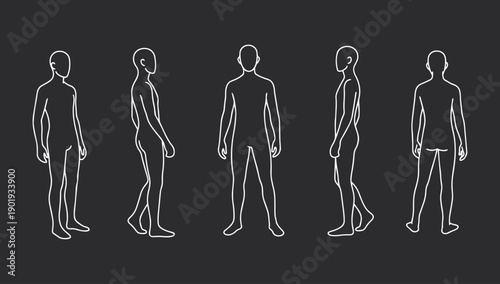 Businessman line art avatar illustrations in multiple angles and poses for corporate profiles, presentations, branding, and professional design usage