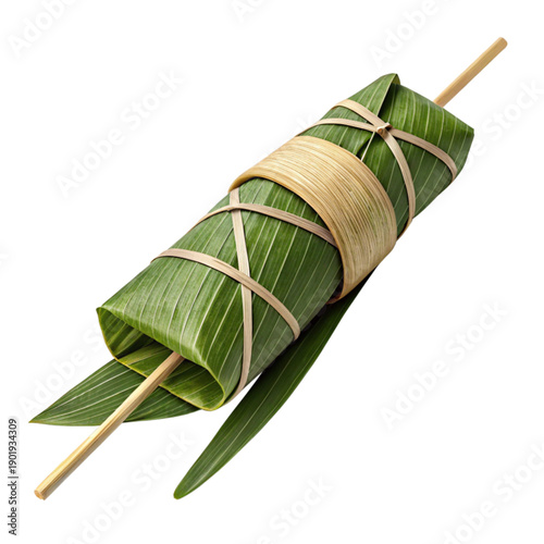 Delicious bamboo leaf skewer wrapped for decorative platinum dish