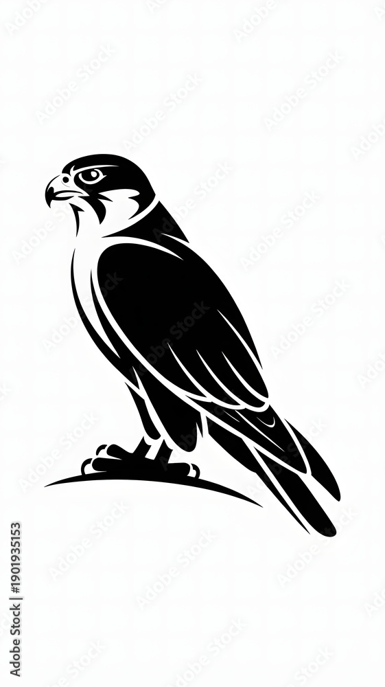Fototapeta premium Minimal Falcon Silhouette Logo in Black and White Vector Illustration
