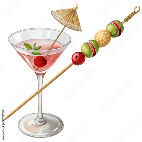 Decorative bamboo cocktail skewer with colorful bead top for elegant parties
