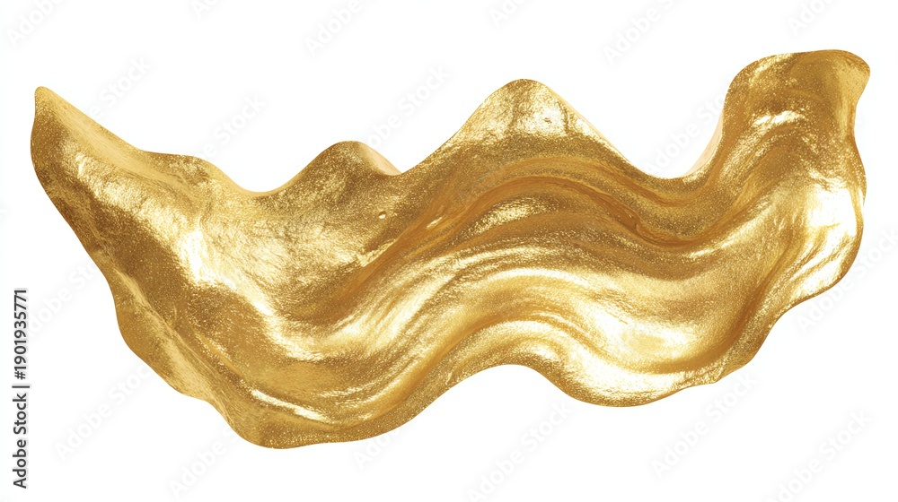Fototapeta premium Elegant golden wave shape on white background, perfect for design projects.