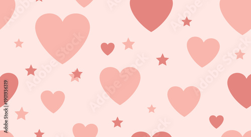 Seamless heart pattern background with pink and red hearts for Valentine love design