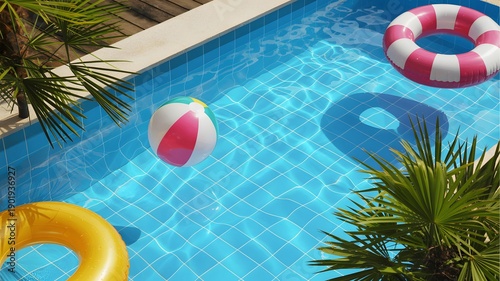 Wallpaper Mural Inflatable pool toys floating on a swimming pool Torontodigital.ca