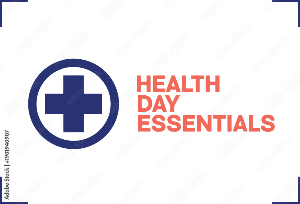 Obraz premium World Health Day Essentials Banner with Medical Cross Symbol and Modern Typography