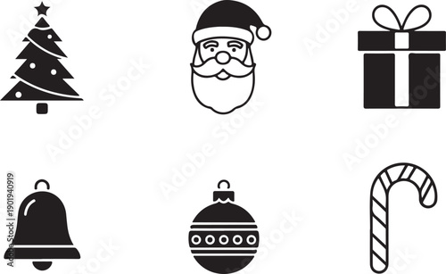 A collection of festive icons representing the spirit of the holiday season