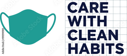 World Health Day clean habits awareness poster with face mask icon and hygiene message