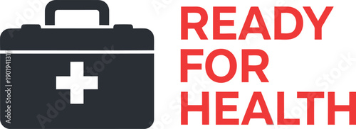 World Health Day medical kit icon with red text for healthcare awareness and wellness campaigns