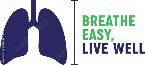 World Health Day lung health awareness graphic with breathe easy live well slogan for wellness campaigns
