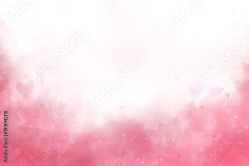 Light pink watercolor background with space for text and soft hearts. Romantic feminine pink aquarelle overlay. Watercolour illustration backdrop for fashion, banner, ads, website, poster, cover