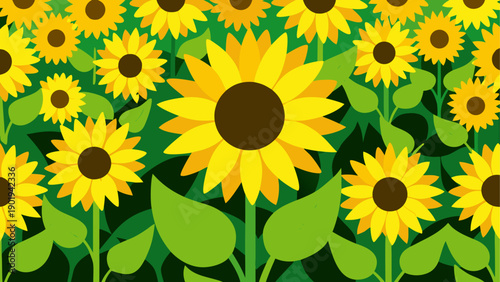Illustration of a field of sunflowers