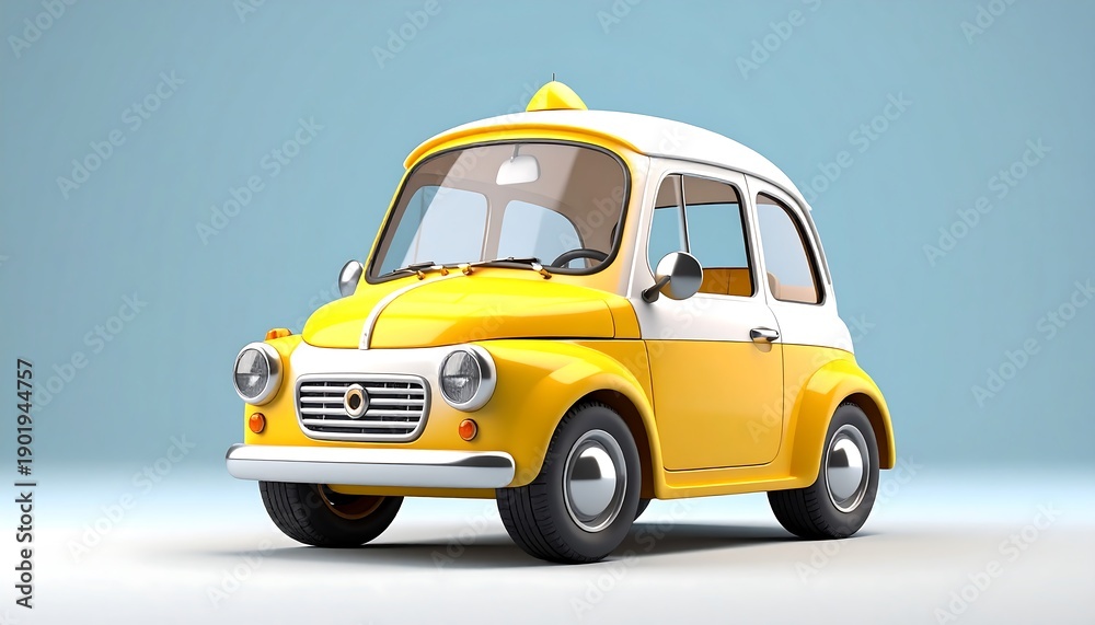 Fototapeta premium Retro Yellow and White Taxi Car Illustration.
