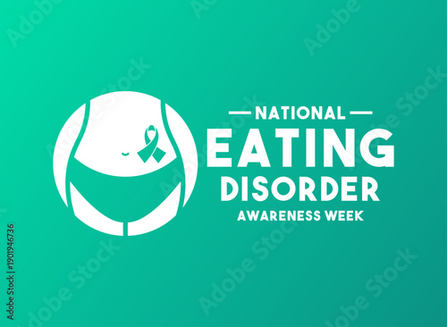 National Eating Disorder Awareness Week. February. Gradient background.