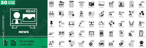 News Duotone Editable Icons set