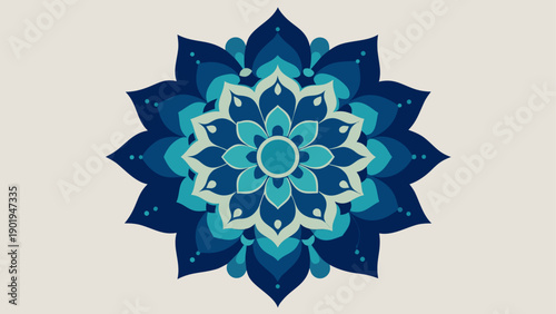 Blue floral mandala design on light background