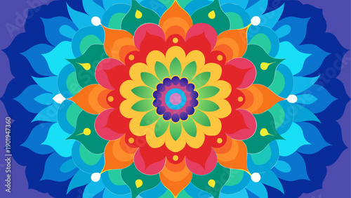 Colorful floral mandala design pattern art