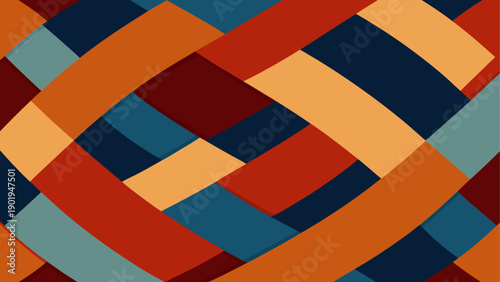 Abstract curved colorful woven pattern art