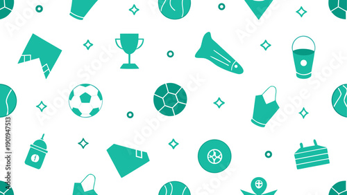 Teal sports and leisure seamless pattern