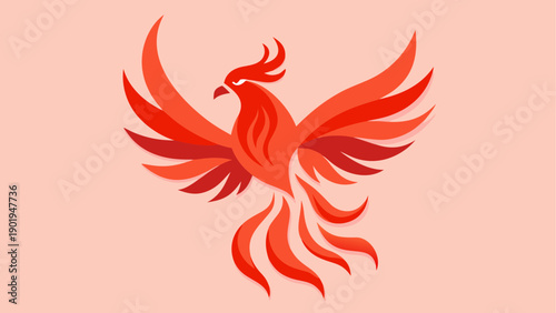Stylized phoenix bird with spread wings