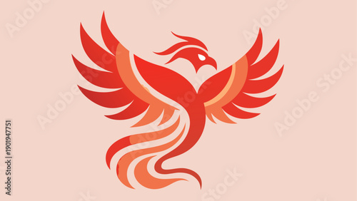 Stylized phoenix bird with spread wings