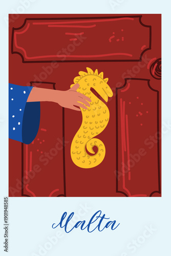Malta hand drawn travel vector illustration, card.