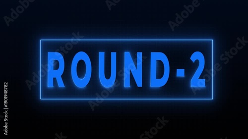 Round 2 Neon Digital Countdown HUD Screen Animation Background 4K