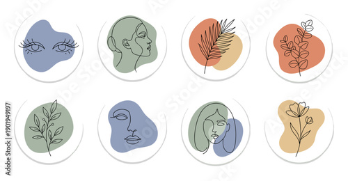 Minimalist Boho Instagram Highlight Covers with Line Art