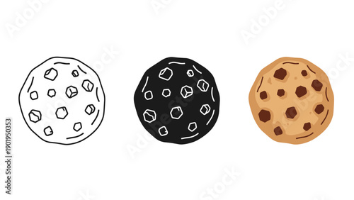 A set of three cookies with different designs Vector