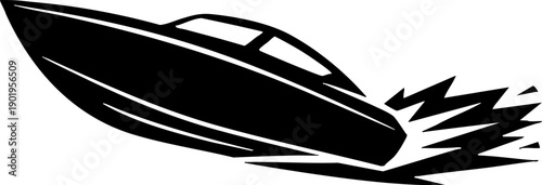 Speedboat Racing Graphic Logo Silhouette Vector Illustration