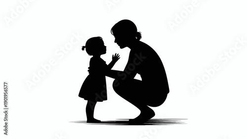 Moments of Tender Care: A silhouette depicts a mother and child sharing an intimate moment of connection, the gentle embrace capturing the essence of family bonding and affection.