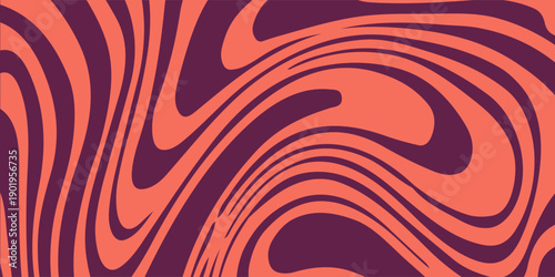 Abstract purple coral psychedelic waves print background. 1970s trippy seamless pattern. Marble acrylic swirl pattern. eps10