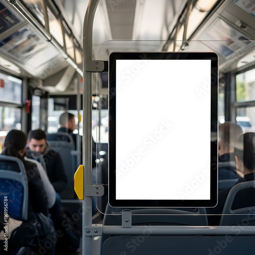 Bus Interior Mockup Blank Advertisement Space Commuters